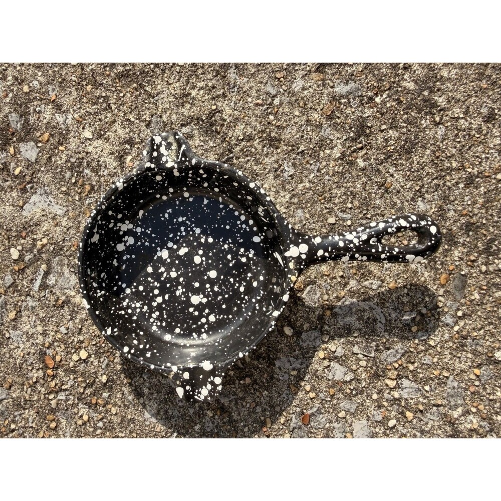 VTG Wagner Ware Mini Skillet Ashtray/Enamel/Cast Iron/Black & White Speckled